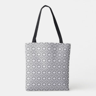 Modern Glittering Silver Diamond Pattern Tote Bag