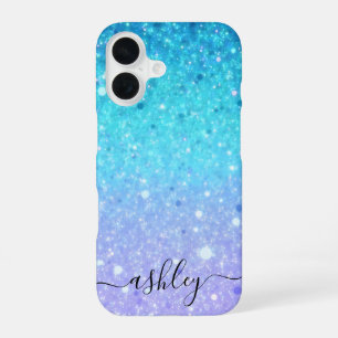 Modern Glittery Blue And Purple iPhone 16 Case