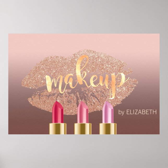 Modern Glittery Lips,Lipsticks ,Makeup artist Poster (Front)