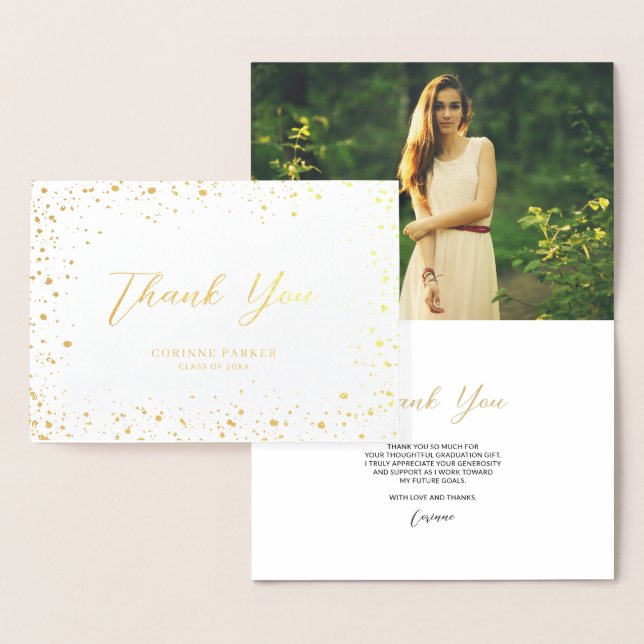 Modern Glitz Gold Foil Photo Thank You Card (Display)