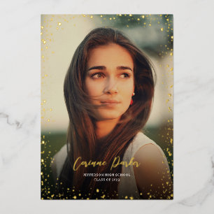 Modern Glitz Graduation Photo Foil Announcement