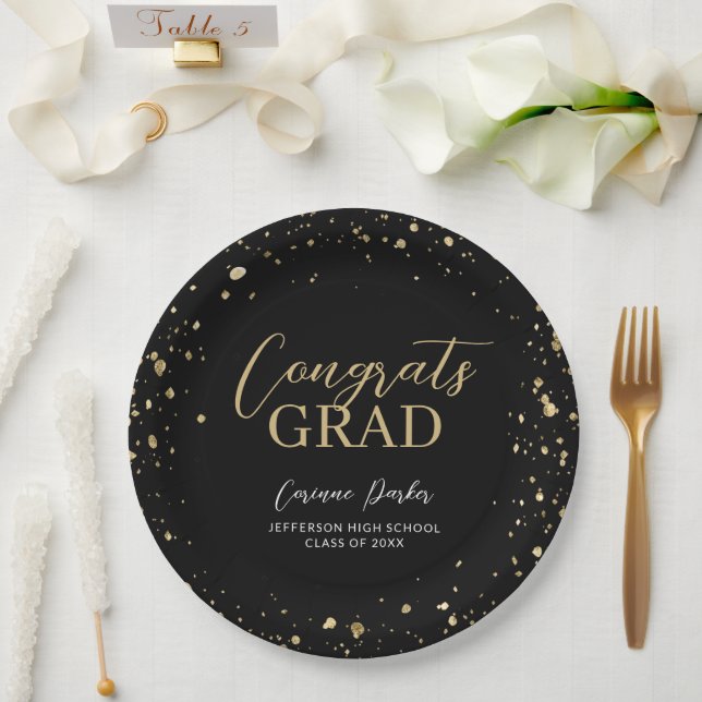 Modern Glitz Personalised Graduation Paper Plate (Wedding)
