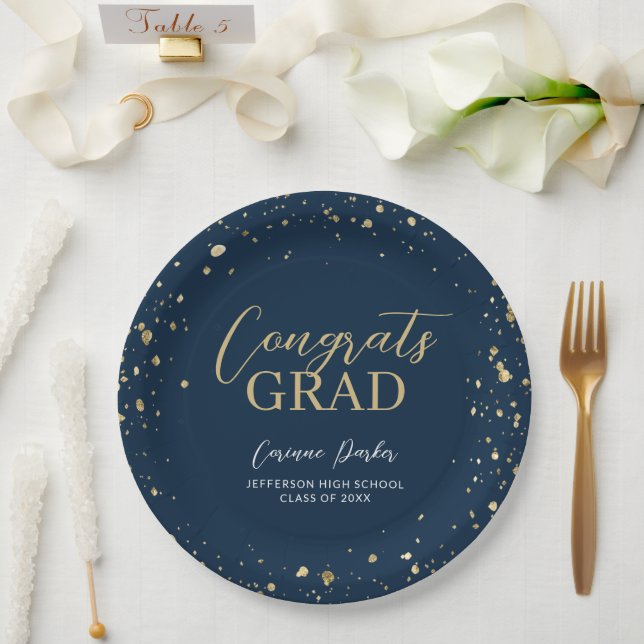 Modern Glitz Personalised Graduation Paper Plate (Wedding)