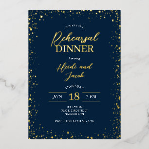 Modern Glitz Rehearsal Dinner Foil Invitation