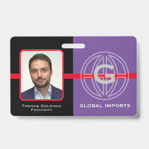 Modern Global Monogram Staff ID Badge