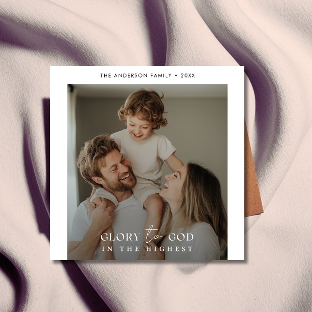 Modern Glory To God Religious Christmas Photo Holiday Card (Creator Uploaded)