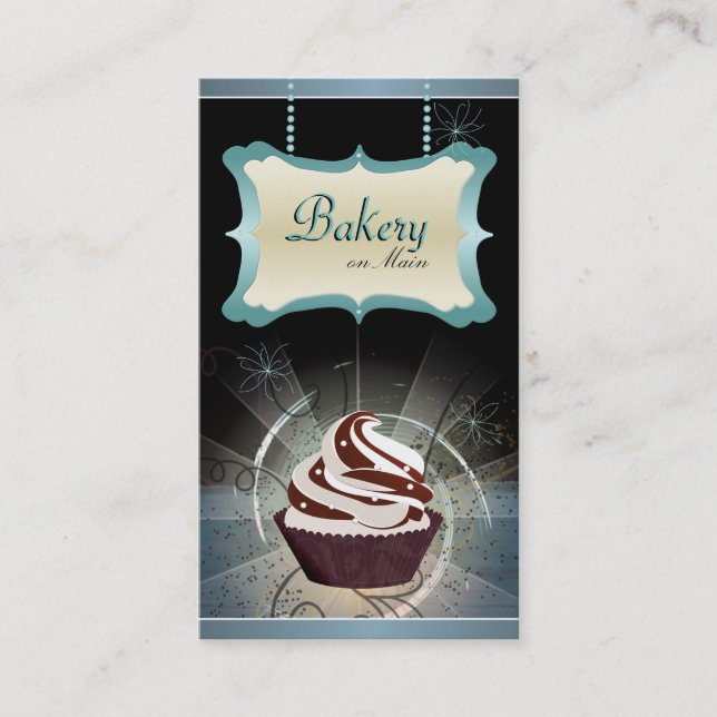 Modern Glowing Bakery & Cupcake Business Card (Front)