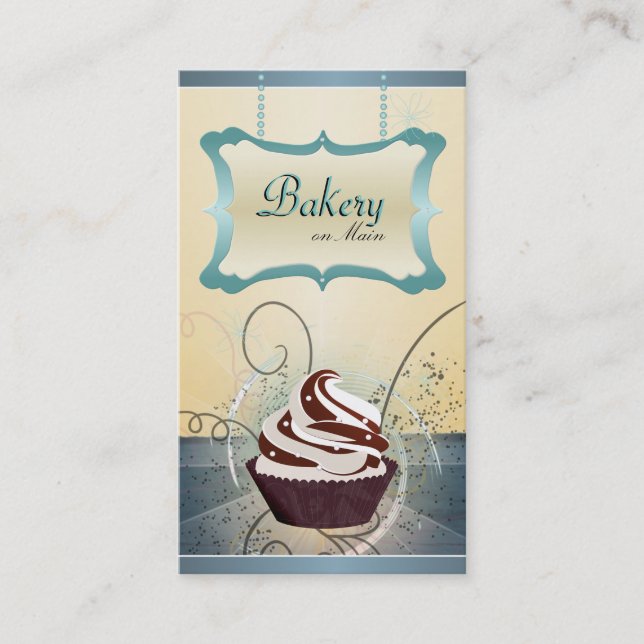 Modern Glowing Bakery & Cupcake Business Card (Front)