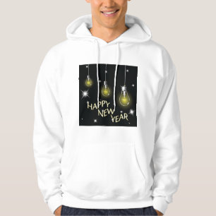 Modern Glowing Light Bulbs Happy New Year Hoodie