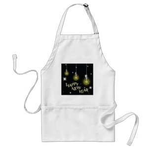 Modern Glowing Light Bulbs Happy New Year Standard Apron