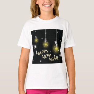 Modern Glowing Light Bulbs Happy New Year T-Shirt
