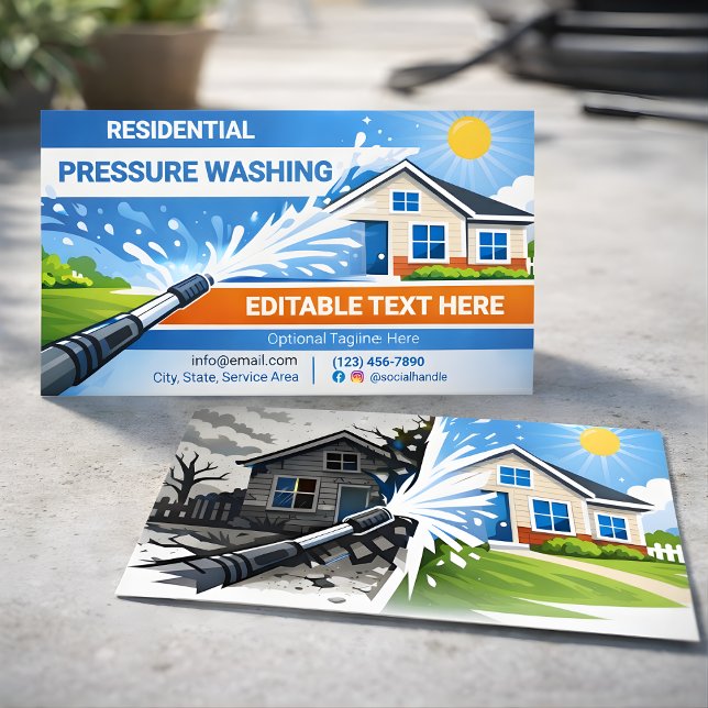 Modern Glowing Residential pressure washing Art Business Card (Creator Uploaded)