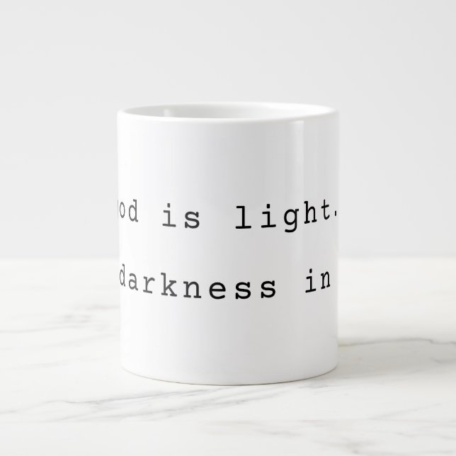 Modern "God is Light" Jumbo Coffee Mug (Front)