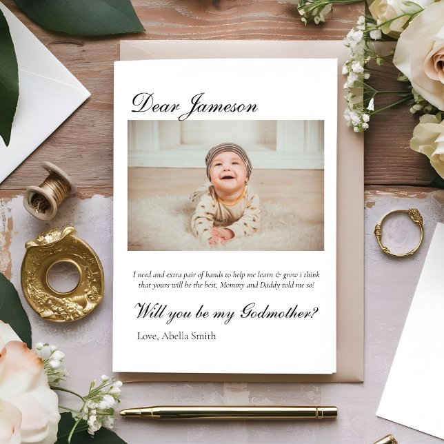 Modern Godparent Proposal Godmother Baptism Invitation (Creator Uploaded)