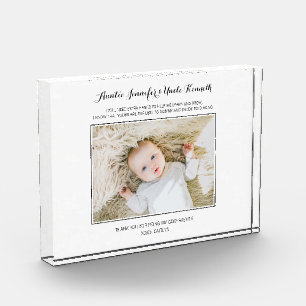 Modern Godparents Thank You Keepsake Photo Block