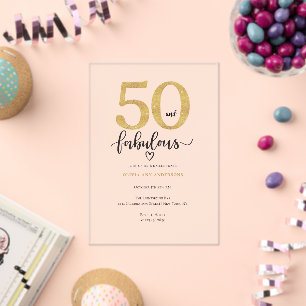 Modern Gold 50 Fabulous Birthday  Acrylic Invitations