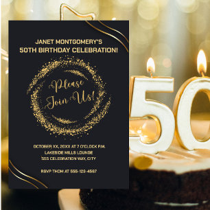 Modern Gold 50th Birthday Celebration Invitation
