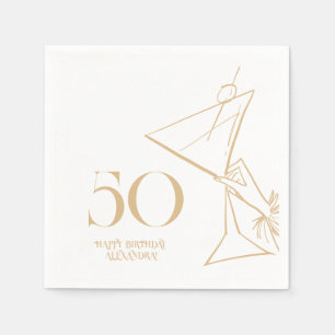 Modern Gold 50th Birthday Napkins