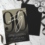 Modern Gold 90th Birthday Party Invitation<br><div class="desc">Celebrate ninety years in style with this modern faux gold to black gradient 90th birthday party invitation. The design features a large black "90" across most of the card, with a handwritten script-style white "Ninety" layered over it for a bold, contemporary look. The faux gold background that fades into a...</div>
