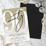 Modern Gold 90th Birthday Party Invitation<br><div class="desc">Celebrate ninety years with this modern birthday invitation featuring a smooth gold-to-white gradient background for a clean, elegant look. A large white “90” stretches across most of the design, giving the card a bold yet minimal style. The handwritten script word “Ninety” appears in black, adding a soft, modern touch. All...</div>