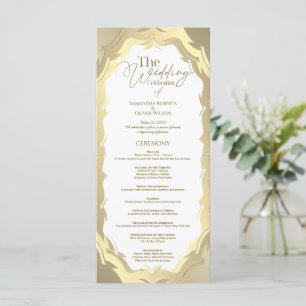 Modern Gold Abstract Wedding Program Programme