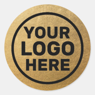Modern Gold Add Logo Classic Round Sticker