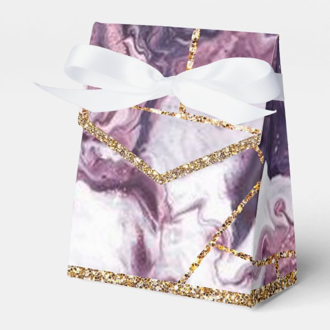 Modern  Gold Agate Geode Monogram Favour Box (Front Side)