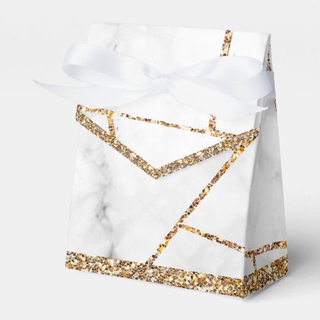 Modern  Gold Agate Geode Monogram Favour Box (Front Side)