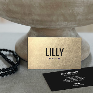 Modern Gold and Black Bold Typography Business Card