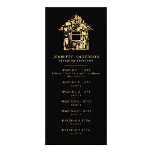 Modern Gold And Black Cleaning Services Rack Card