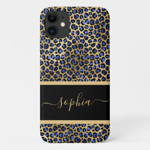 Modern Gold and Black Leopard Print Personalized  Case-Mate iPhone Case