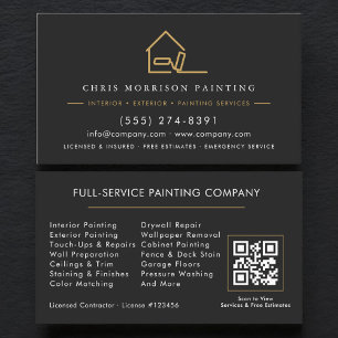 Modern Gold and Black Painting Service QR Code Business Card