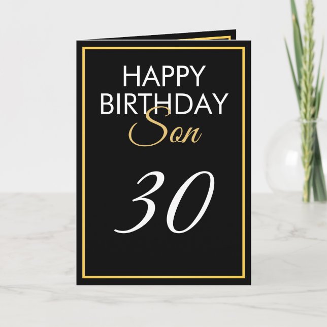 Modern Gold and Black Son 30th Birthday Card (Front)