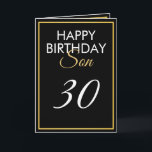 Modern Gold and Black Son 30th Birthday Card<br><div class="desc">Modern Gold and Black Son 30th Birthday, a unique design made for anyone looking for something special for their son on his birthday. The design features a nice golden frame with customisable text that you can personalise, so, don't hesitate to customise it in order to make your own birthday invitation....</div>
