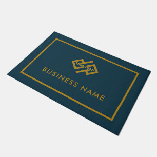 Modern Gold And Bleu Company Business Logo Doormat