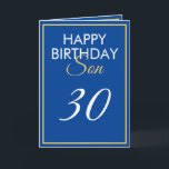 Modern Gold and Blue Son 30th Birthday Card<br><div class="desc">Modern Gold and Blue Son 30th Birthday, a unique design made for anyone looking for something special for their son on his birthday. The design features a nice golden frame with customisable text that you can personalise, so, don't hesitate to customise it in order to make your own birthday invitation....</div>