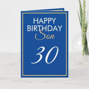 Modern Gold and Blue Son 30th Birthday Card