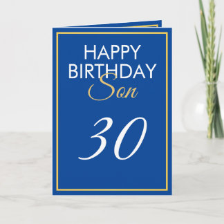 Modern Gold and Blue Son 30th Birthday Card