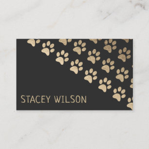 Modern Gold And Charcoal Dog Walker Pet Sitter Business Card