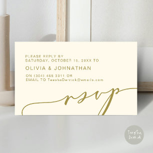Modern gold and cream Script Digital RSVP Wedding Enclosure Card