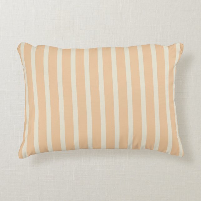 Modern Gold and Cream Striped Accent Pillow (Front)