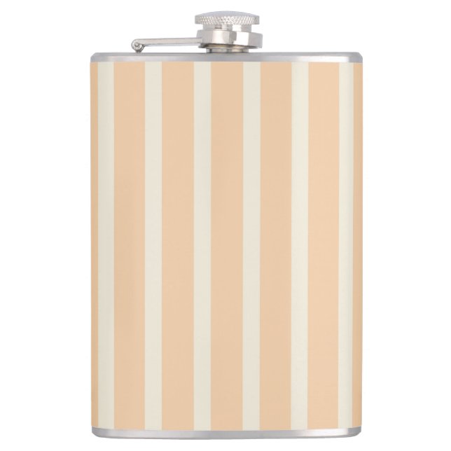 Modern Gold and Cream Striped Vinyl Wrapped Flask (Front)