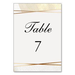 Modern Gold and Cream Wedding Reception  Table Number