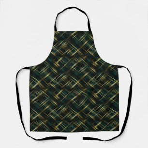 Modern Gold And Dark Green Plaid  Apron