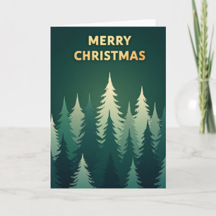 Modern Gold and Forest Green Christmas Card