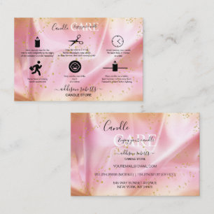 Modern Gold and Pink Glitter Candle Care Business Card