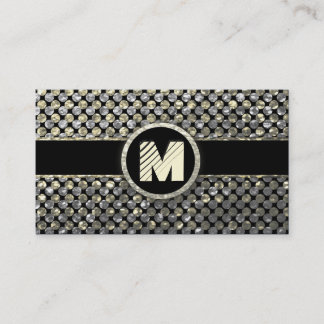 Modern Gold and Silver Monogram Business Card