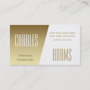 Modern Gold and White Divided Design Business Card