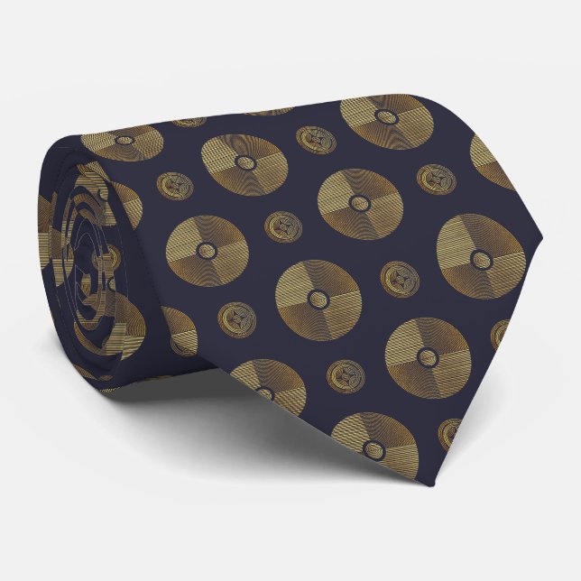 Modern Gold Art Deco Circles Tie (Rolled)