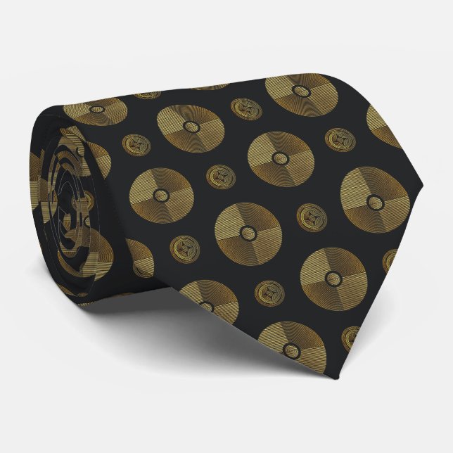 Modern Gold Art Deco Circles Tie (Rolled)